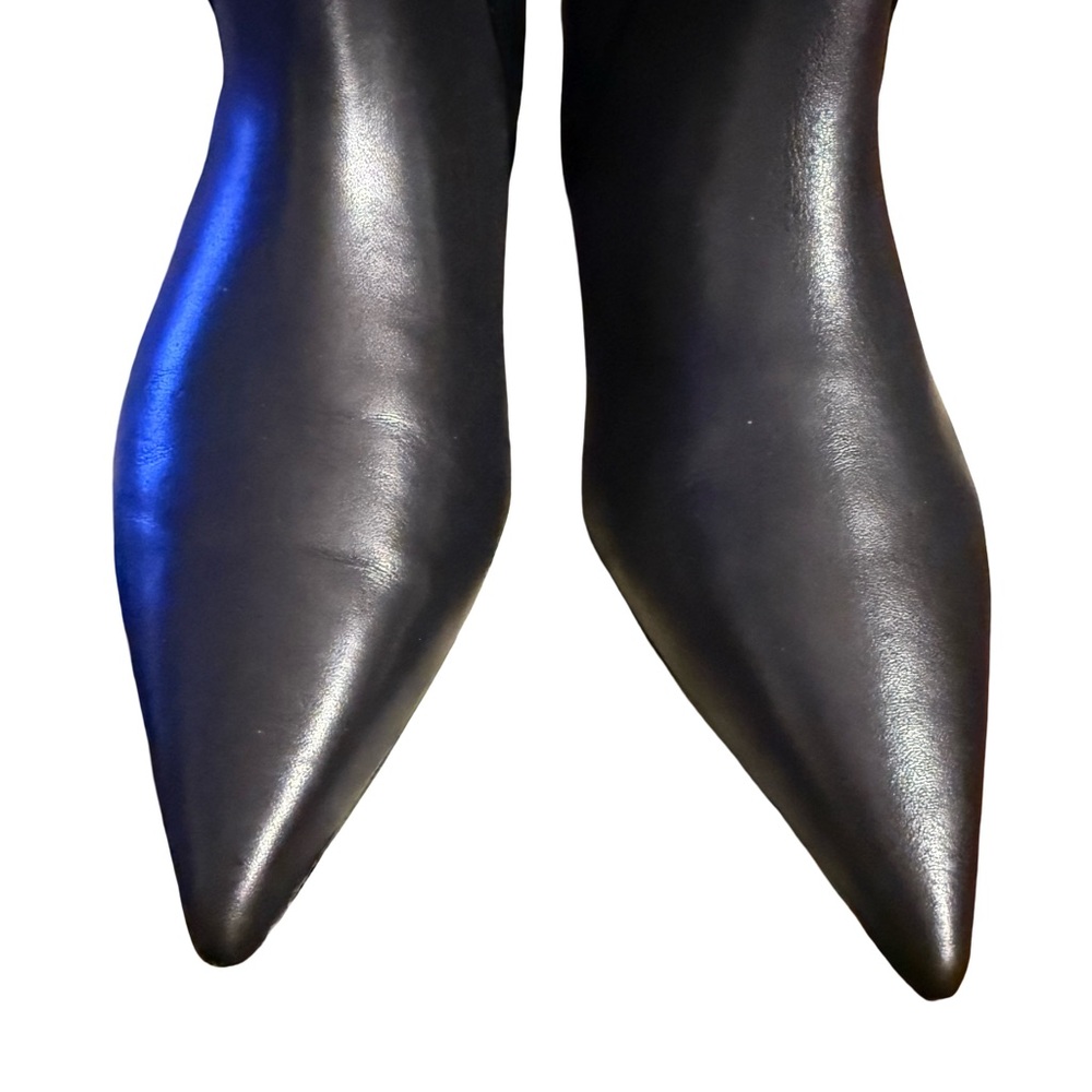 Franco Sarto NWT Sz 7.5M Elegant Black Leather Knee-High Kitten Heel Boots SH250 - Picture 5 of 11